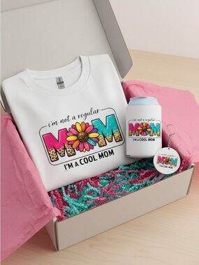 Mom gift set t-shirt, matching keychain and free can cooler sleeve . Great gift